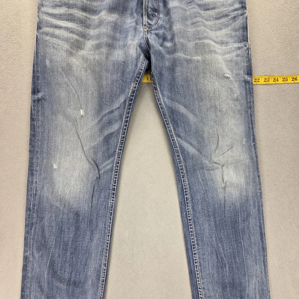 Diesel Jeans Mens 33x34 Blue Iakop Regular Slim Tapered Button Fly 0805Q